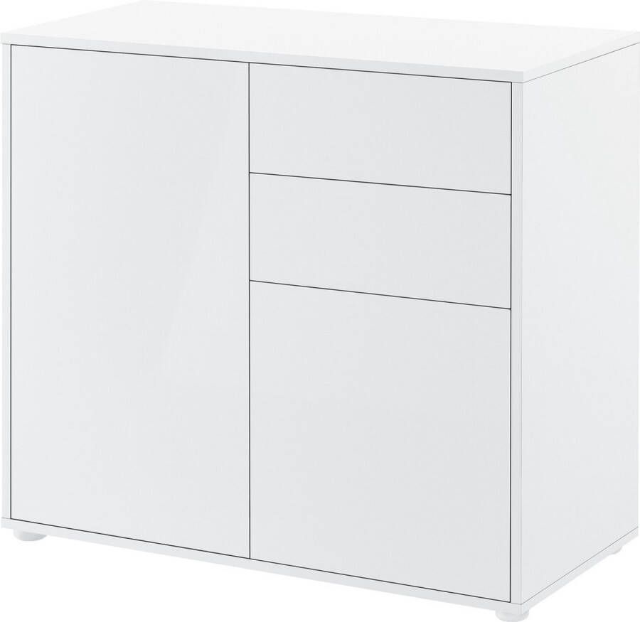 Unbranded Commode Edythe Duw en Open 74x79x36 cm Wit Hoogglans Spaanplaat Modern Design - Foto 2