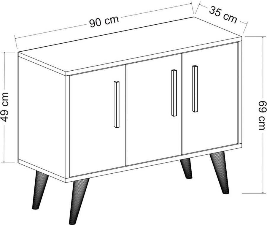 Unbranded Commode Roxane 69x90x35 cm Wit en Zwart Spaanplaat Stijlvol Design