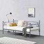 Inandoutdoormatch Eenpersoonsslaapbank Haydee 3-zitsbank 90x200 cm Donkergrijs Vintage Design Metalen bedframe - Thumbnail 2