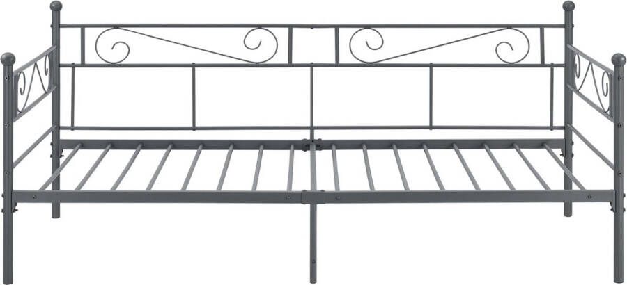 Inandoutdoormatch Eenpersoonsslaapbank Haydee 3-zitsbank 90x200 cm Donkergrijs Vintage Design Metalen bedframe