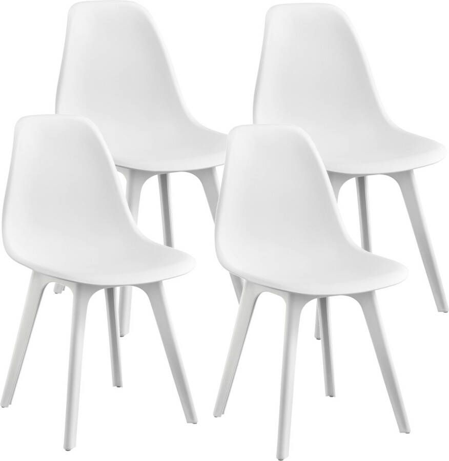 Unbranded Eethoek Arin Glazen eettafel Met 4 witte stoelen Hoogwaardig design Stijlvolle uitstraling - Foto 3