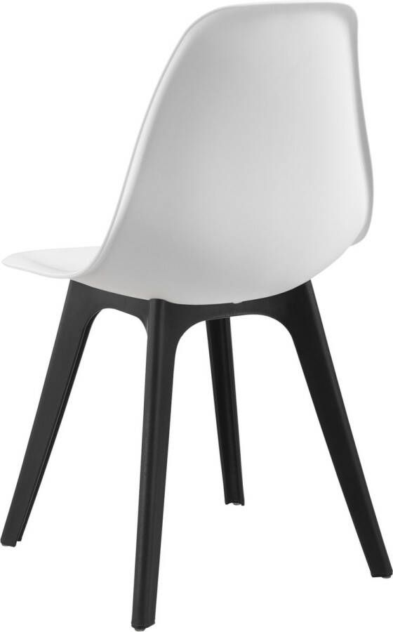 Unbranded Eethoek Elle Glazen eettafel Met 4 witte en zwarte stoelen Hoogwaardig design Stijlvolle uitstraling
