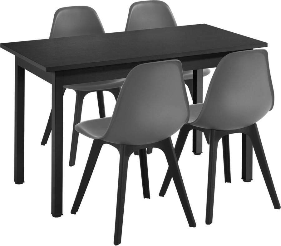 Unbranded Eetkamerset Albert Eetkamer 5-delige tafel Met 4 stoelen Zwart en grijs Hoogwaardige constructie