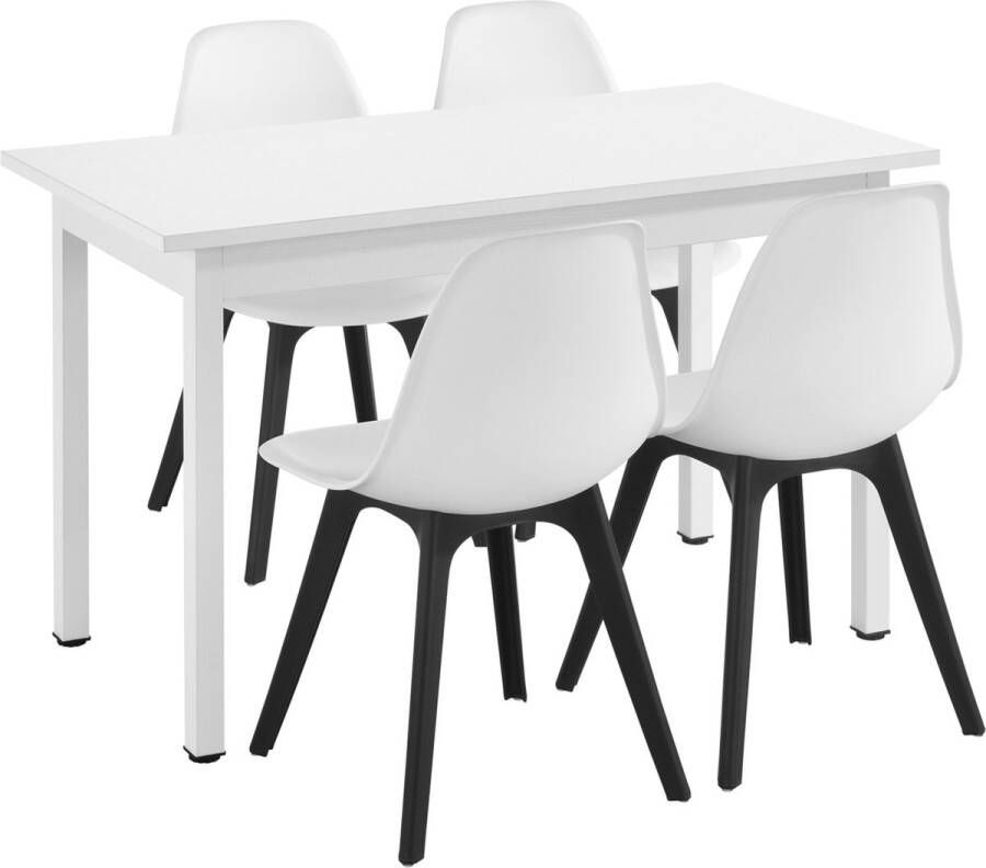 Unbranded Eetkamerset Clarice Eetkamer 5-delige tafel Met 4 stoelen Wit en zwart Hoogwaardige constructie