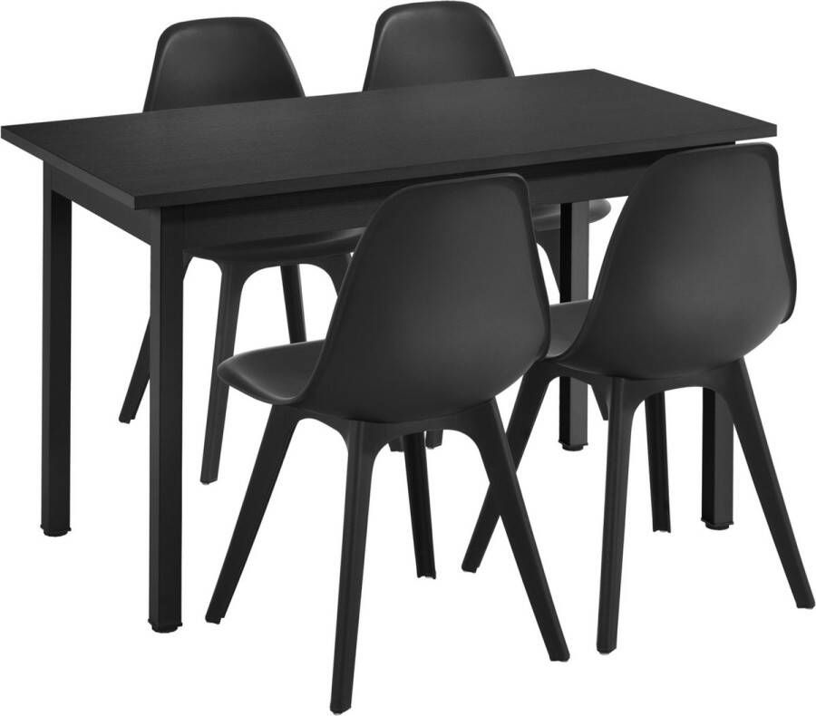 Unbranded Eetkamerset Rufus Eetkamer 5-delige tafel Met 4 stoelen Zwart Hoogwaardige constructie