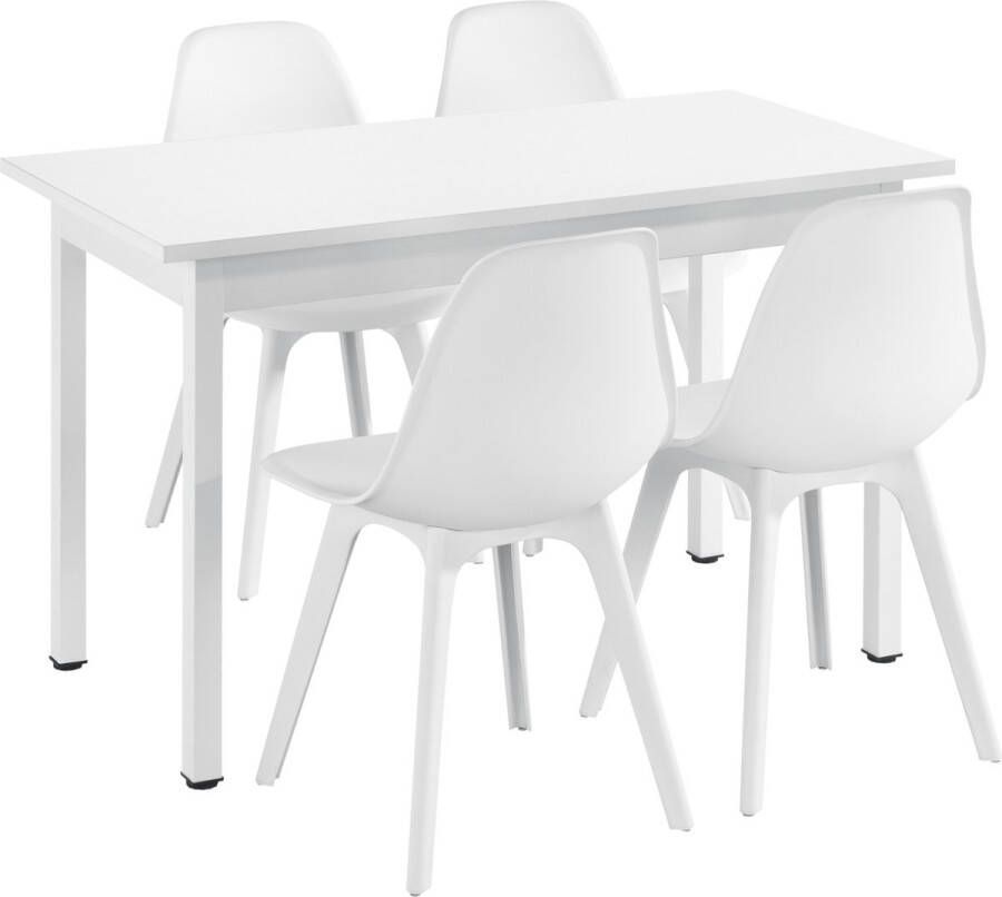 Unbranded Eetkamerset Severo Eetkamer 5-delige tafel Met 4 stoelen Wit Hoogwaardige constructie