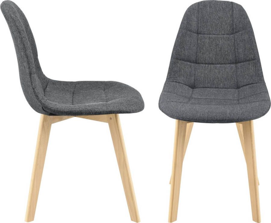Unbranded Eetkamerstoel Diana Set van 2 Stof en Beuken Donkergrijs Gestoffeerde zitting Modern design