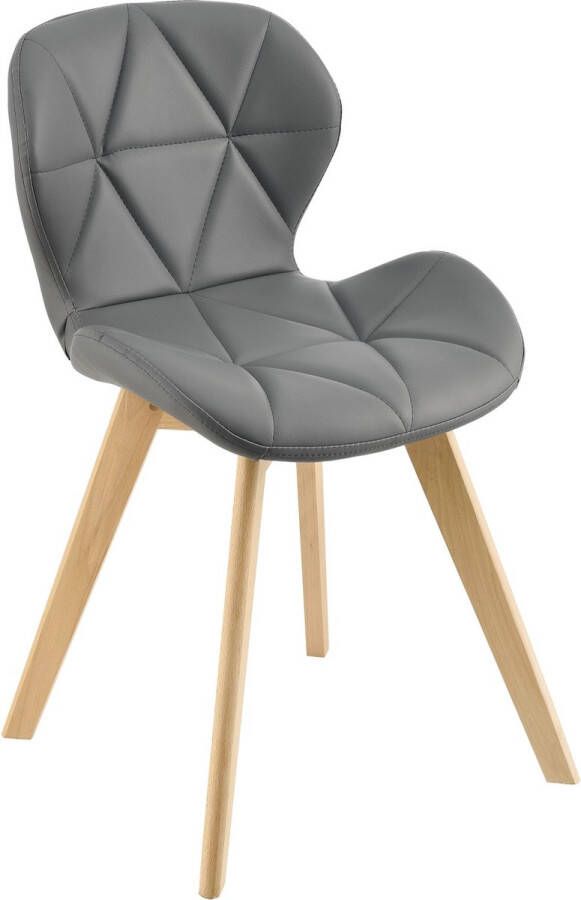 Inandoutdoormatch Eetkamerstoel Levi 81x57x49 cm Set van 4 Grijs Gestoffeerde Zitting Beukenhout - Foto 2