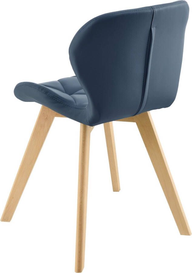 Inandoutdoormatch Eetkamerstoel Manuel 81x57x49 cm Set van 6 Blauw Gestoffeerde Zitting Beukenhout - Foto 2