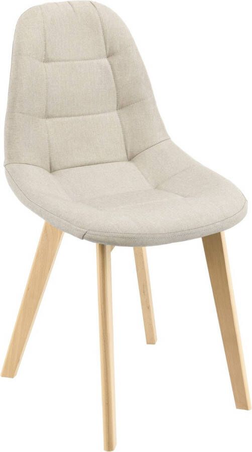 Unbranded Eetkamerstoel Miriam Set van 2 Stof en Beuken Beige Gestoffeerde Zitting Modern Design - Foto 2