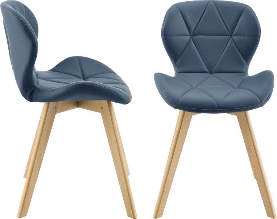 Unbranded Eetkamerstoel Noella 81x57x49 cm Set van 2 Wit Gestoffeerde zittingen Beuken en Imitatieleer Luxe Design - Foto 2