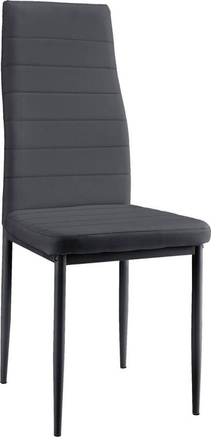 Unbranded Eetkamerstoel Theo 96x43x52 cm Kunstleer Set van 2 Grijs Gestoffeerde zitting Stijlvolle uitstraling - Foto 2