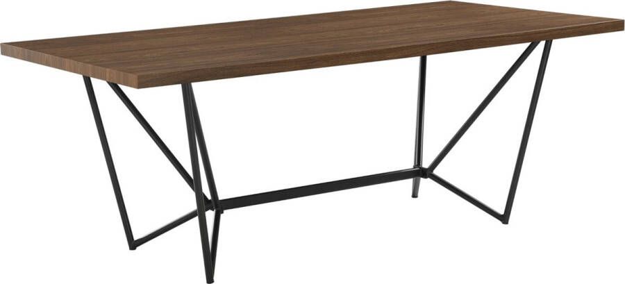 Unbranded Eettafel Alea 200x100x76 cm Houtkleur Donker en Zwart Staal en MDF Modern design