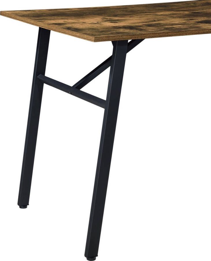 Unbranded Eettafel Lucien 110x74 5x70 cm Houtkleur Donker en Zwart MDF en Ijzer Stijlvolle uitstraling - Foto 2