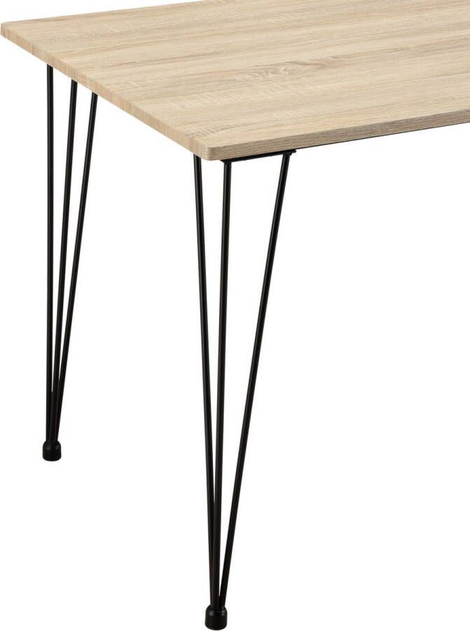Inandoutdoormatch Eettafel Lyndon 120x70x75 cm MDF en Staal Eikenkleurig Elegante en Minimalistische Tafel