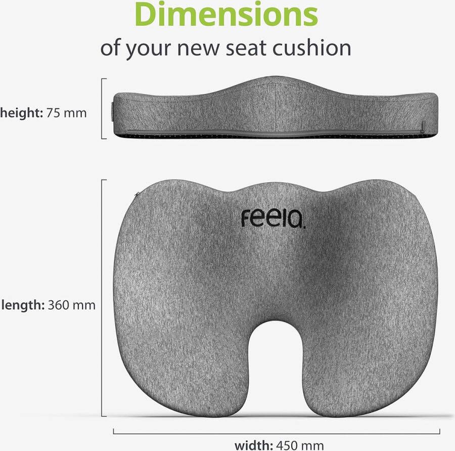 Unbranded Ergonomisch zitkussen bureaustoel orthopedisch zitkussen autozitkussen zitkussen stoel zitkussen van traagschuim grijs