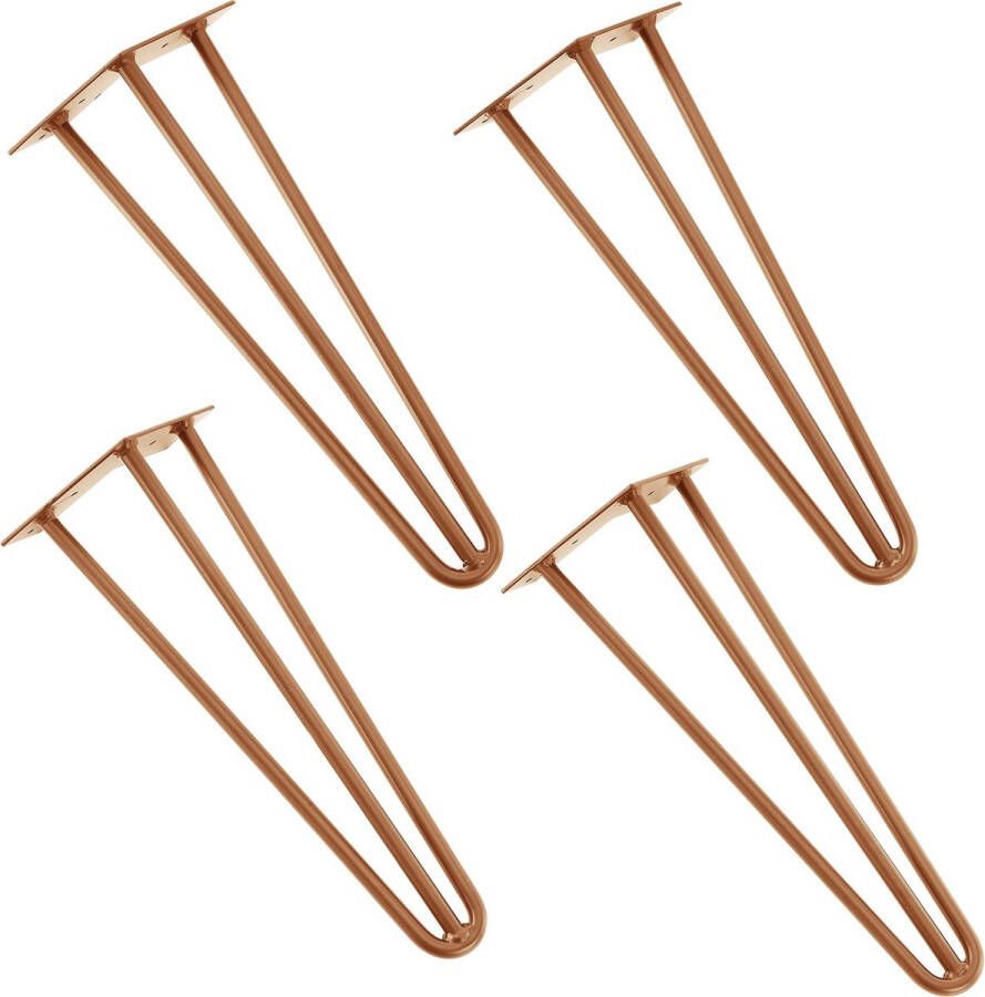 Unbranded Hairpin Legs Felix Tafelpoten 3-punts Set van 4 40 cm Bruin-Koperachtige kleur Staal