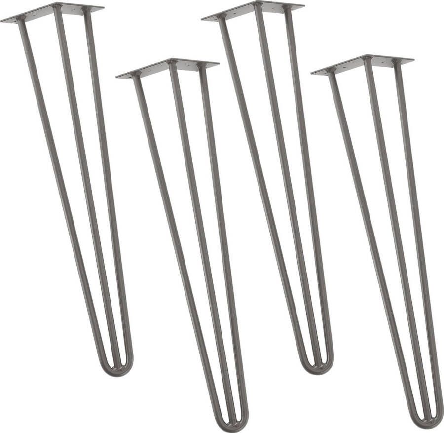 Unbranded Hairpin Legs Joanne Tafelpoten 3-punts Set van 4 72 cm Metaalgrijs Staal