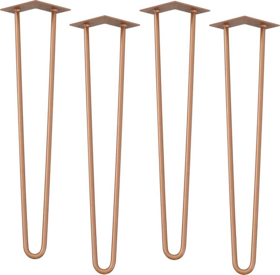 Unbranded Hairpin Tafelpoten Berend Tafelpoten 2-punts Set van 4 72 cm Kleur Bruin-Koperachtig Staal