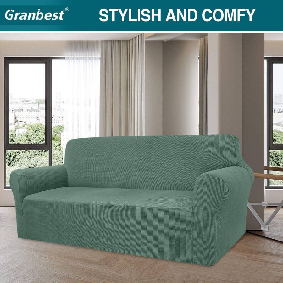 Unbranded High Stretch bankovertrek moderne bankovertrek jacquard elastische bankovertrek voor woonkamer beschermer tegen honden en huisdieren (3-zits salie)