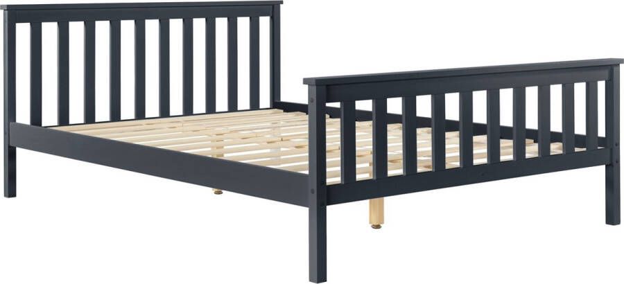 Unbranded Houten bed Blake Sterk massief grenen 180x200 cm Donkergrijs Klassiek design