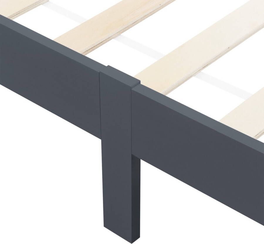 Unbranded Houten Bed Graça Grenen Met Bedbodem 120x200 cm Donkergrijs Snelle Montage