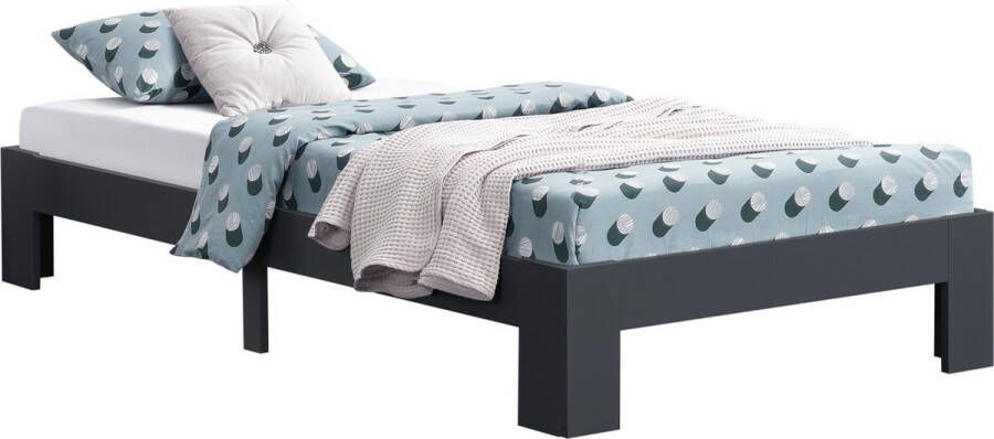 Unbranded Houten Bed Graça Grenen Met Bedbodem 120x200 cm Donkergrijs Snelle Montage