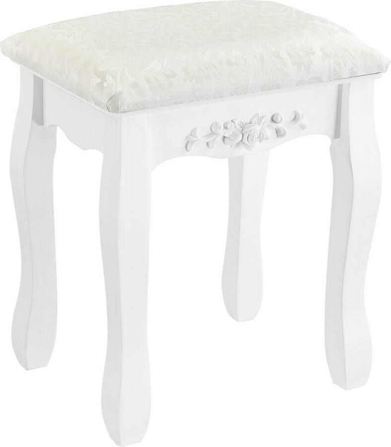 Unbranded Kaptafel Alphonse Met Kruk en Spiegel 141x75x40 cm Wit Modern Design - Foto 2