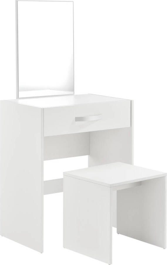 Unbranded Kaptafel Vincent Met Kruk en Spiegel Make-up Tafel 132x63x39 cm Wit Spaanplaat Luxe Look - Foto 2