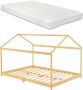 Inandoutdoormatch Kinderbed Alan Huisbed Met Matras Bamboe 120x200cm Koudschuim Matras - Thumbnail 1