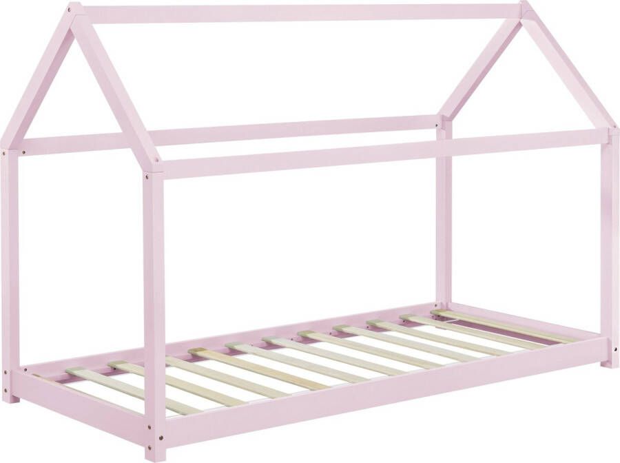 Unbranded Kinderbed Babette Houten bed Huisbed 90x200 cm Roze Grenenhout Voor meisjes Voor jongens Voor kinderen