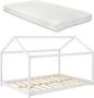 Unbranded Kinderbed Benedicte Twijfelaar Huisbed Met Matras 140x200 cm Wit Voor meisjes Voor jongens Voor kinderen - Thumbnail 1