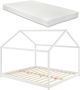 Inandoutdoormatch Kinderbed Curacao Huisbed Met Matras Met Lattenbodem 180x200cm Wit Snelle Montage - Thumbnail 1