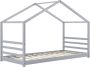 Unbranded Kinderbed Darren Grenen Huisbed En Bedbodem 90x200 Grijs Voor meisjes Voor jongens Voor kinderen - Thumbnail 1