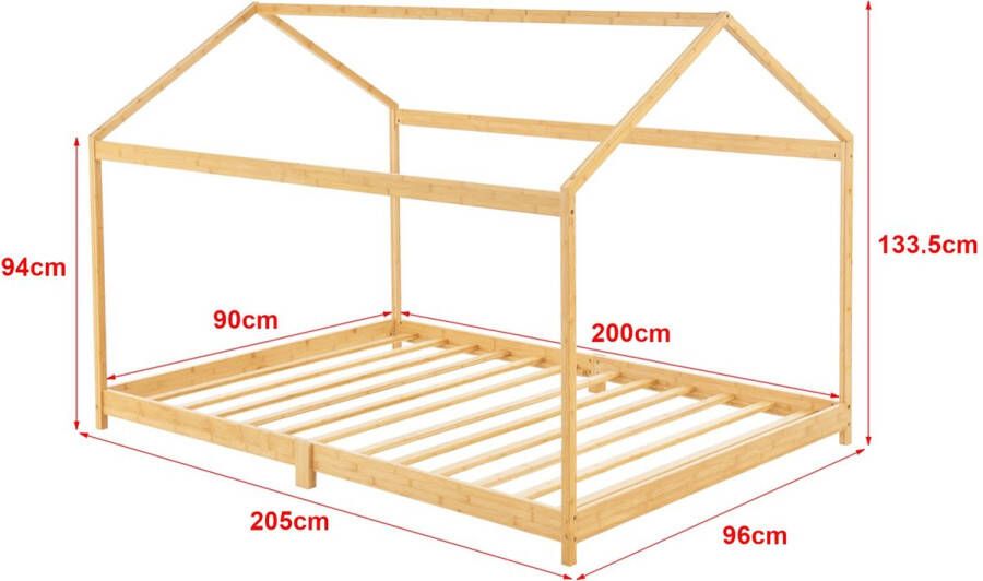 Unbranded Kinderbed Fin Huisbed Met Matras Bamboe 90x200cm Snelle Montage Voor Jongens Voor Meisjes