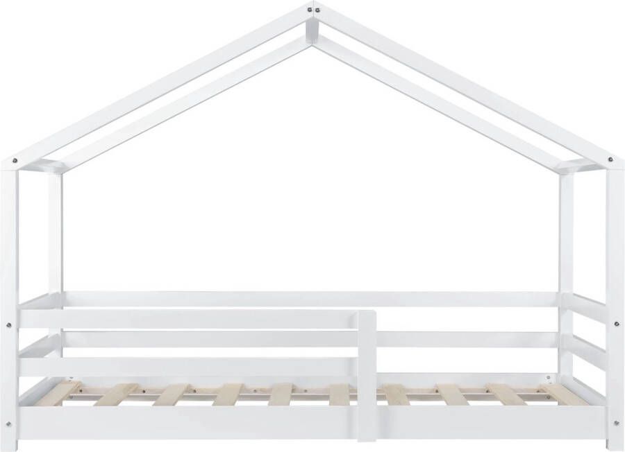 Unbranded Kinderbed Flore Huisbed Met valbeveiliging 80x160 Wit Grenen Voor meisjes Voor jongens Voor kinderen