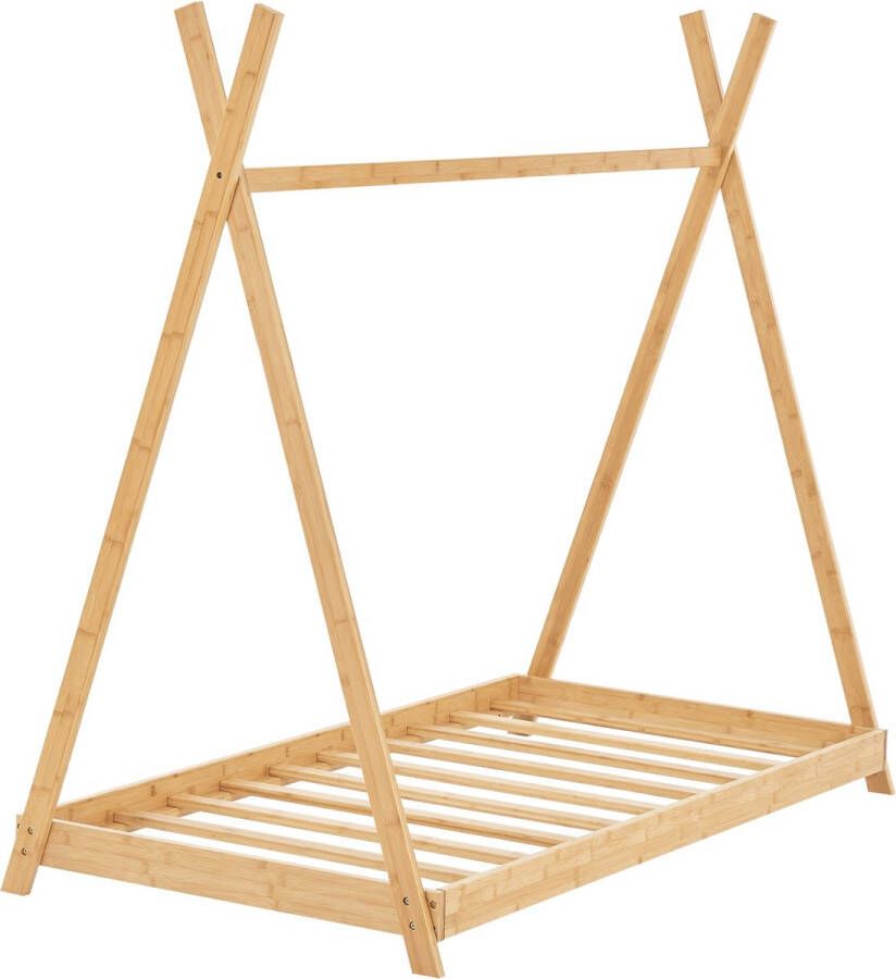 Unbranded Kinderbed Lara Tipi Bed Bamboe 70x140cm Houtkleurig Voor Meisjes Voor Jongens Snelle Montage