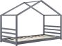 Unbranded Kinderbed Paulina Huisbed Met bedbodem 90x200cm Voor meisjes Voor jongens Voor kinderen Donkergrijs - Thumbnail 1