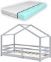 Unbranded Kinderbed Sampson Grenen Huisbed Met matras en valbescherming 70x140 cm Lichtgrijs Voor meisjes Voor jongens Voor kinderen - Thumbnail 1