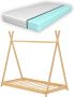 Inandoutdoormatch Kinderbed Vinny Tipi Bed Met Matras Bamboe 70x140 cm Houtkleurig Snelle Montage 200kg draagvermogen - Thumbnail 1