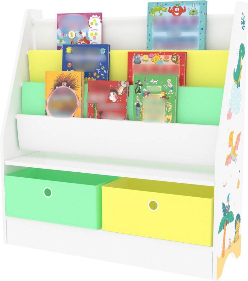 Unbranded Kinderboekenkast Jetty Opbergkast 74x71x23 cm Dinosaurusmotief Spaanplaat en stof