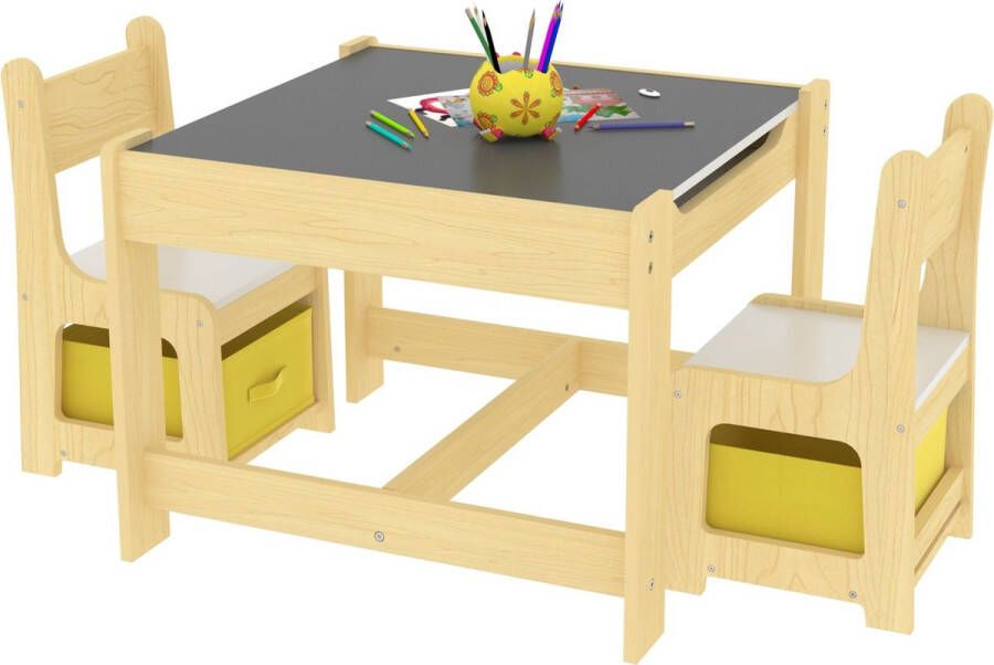 Unbranded Kindertafel Idony Met 2 Stoelen Meerkleurig Spaanplaat en stof Modern design