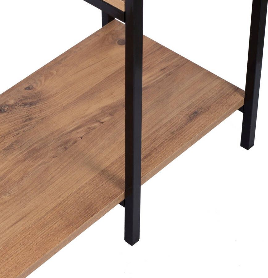 Inandoutdoormatch Kledingrek Annie Met Planken 170x100x35 cm Zwart en Houtkleurig Metaal en Spaanplaat