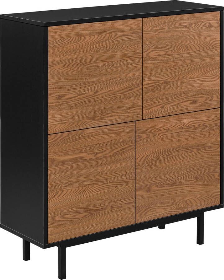 Unbranded Ladekast Shantae 93x80x30 cm Zwart en Houtkleurig Spaanplaat en Metaal Modern Design - Foto 2
