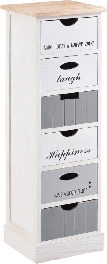 Unbranded Ladenkast Gretchen Met 6 Laden 91x29x27 cm Wit en Grijs Paulowniahout Modern Design