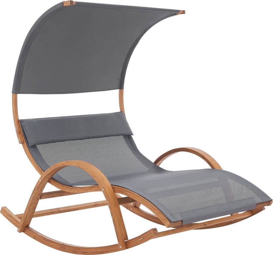 Unbranded Ligstoel Katlyn Schommelstoel Houtkleurig en Donkergrijs Comfortabel Stijlvol design - Foto 2
