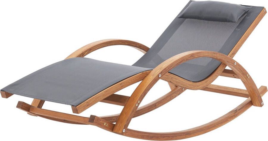 Unbranded Ligstoel Serafina Schommelstoel Houtkleurig en Donkergrijs Comfortabel Stijlvol design