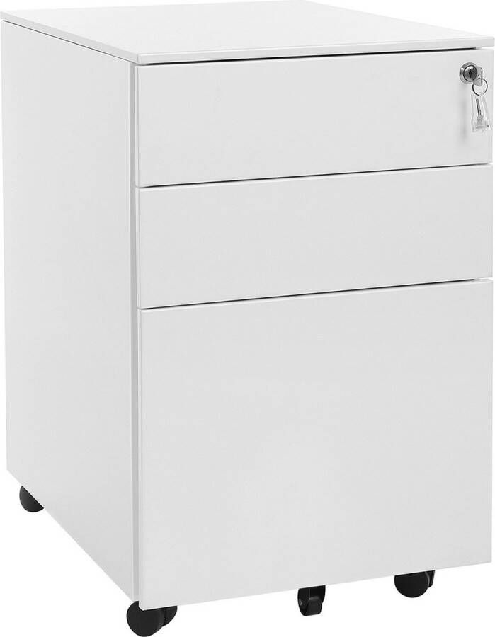 Inandoutdoormatch Luxe archiefkast met slot Dossierkast metaal Bureaukast Ladeblok bureau Wit 52x39x60 cm moederdag cadeautje - Foto 2