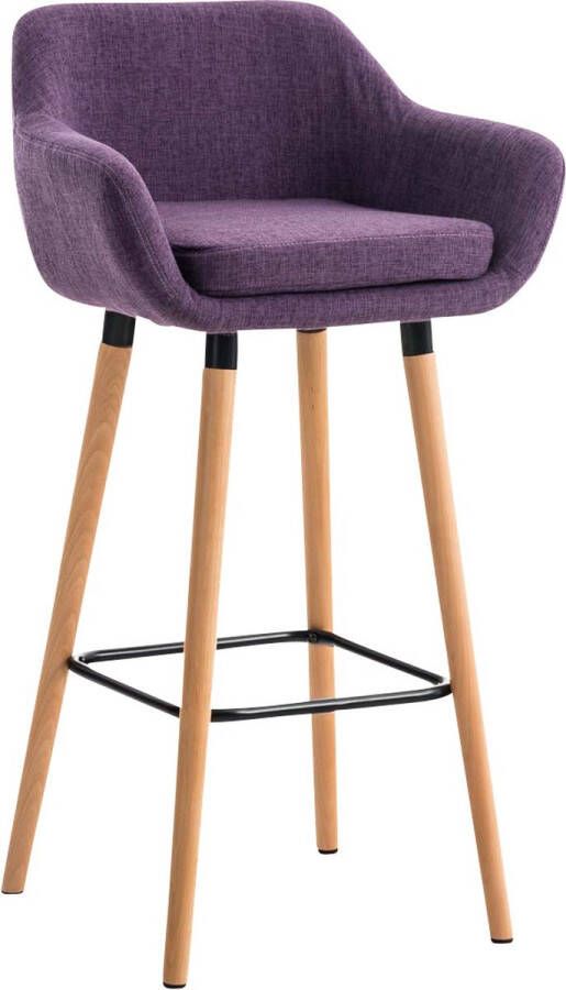 Unbranded Luxe Barkruk Jonathon Paars 4-poots Onderstel Ergonomische Barstoelen Set van 1 Met Rugleuning Armleuning Voetensteun Voor Keuken en Bar Gestoffeerde Zitting