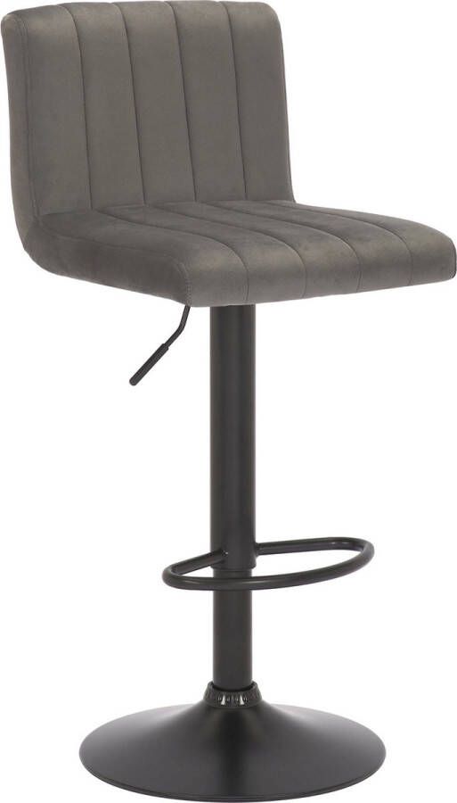 Unbranded Luxe Barkruk Thera Grijs 4-Poots Onderstel Luxe Design Rugleuning Voetensteun Voor Keuken en Bar Gestoffeerde Zitting Fluweel
